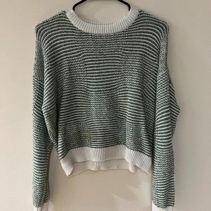 Green and White striped design sweater